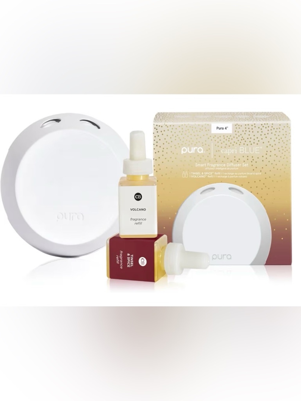 Capri Blue Pura 4 Smart Home Fragrance Scent Diffuser Kit (Tinsel&Spice-Volcano)